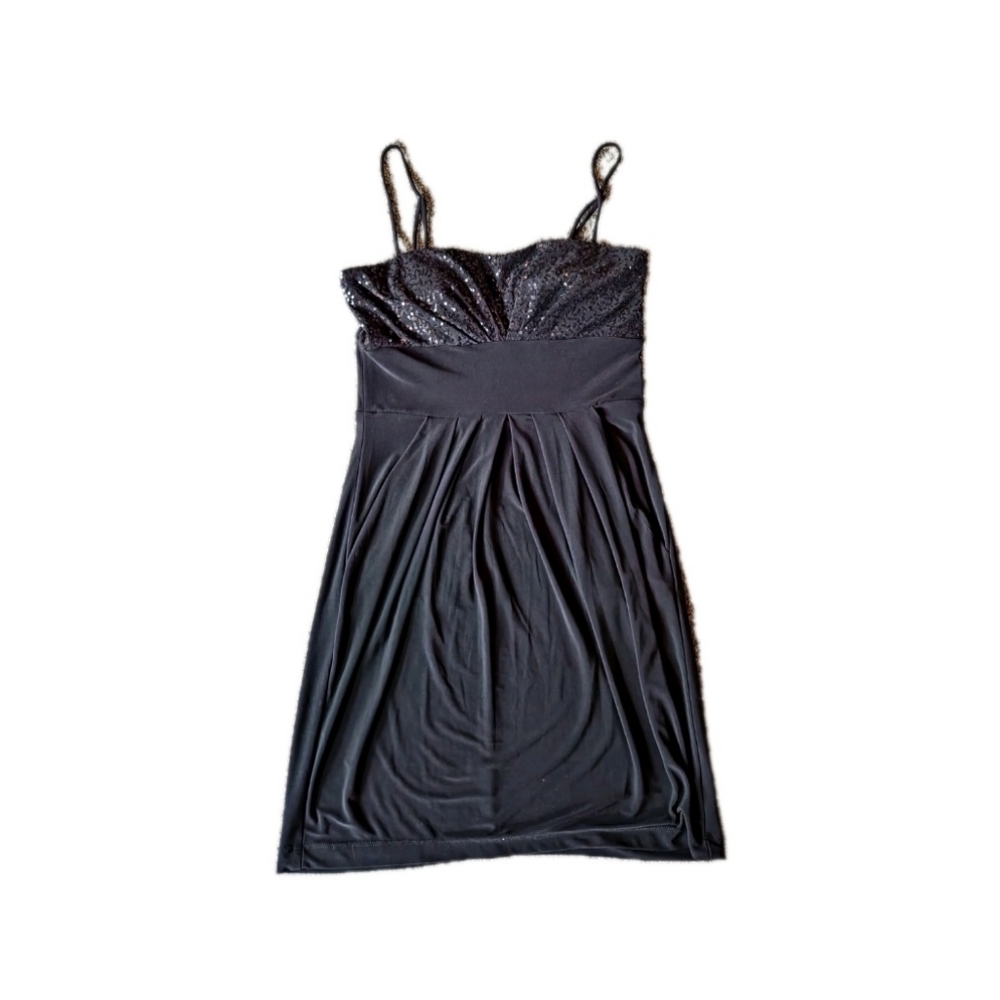 Vintage Y2K Sparkly Sequin  Empire Waist‎ Mini Dress Glamour Indie Sleeze Small